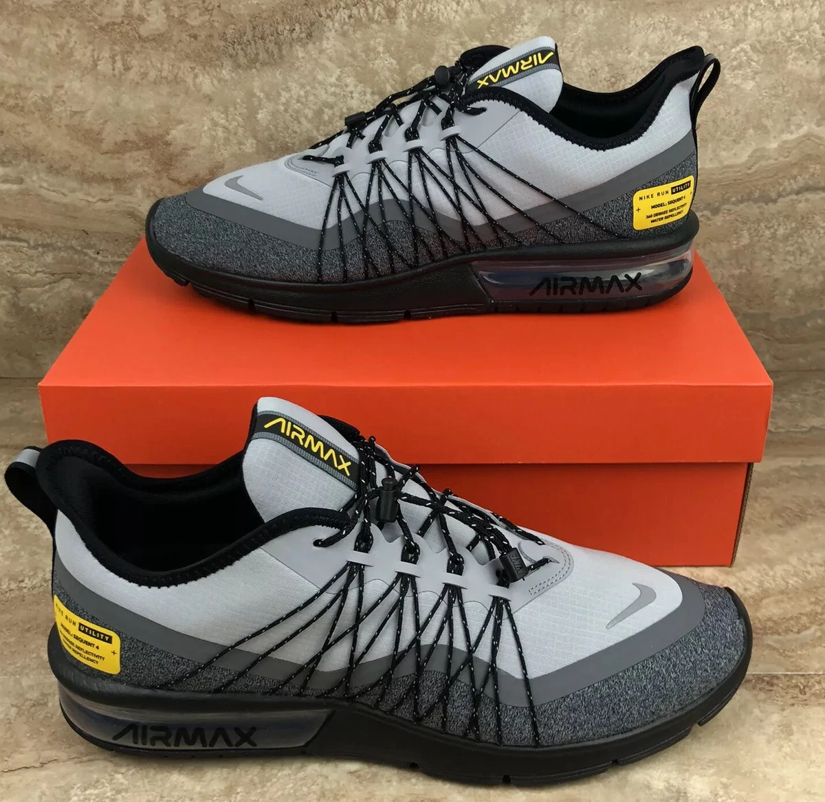 Nike Air Max Sequent 4 Utility Mens Running Shoes Wolf Grey Sport Water  Repeal | eBay