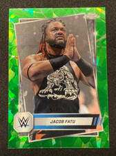 2025 Topps Chrome Sapphire WWE Jacob Fatu Green Refractor /75