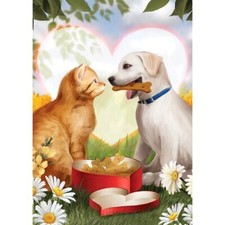 Diamond Painting Kit "Dog sharing Bone with Cat " Full Round 11"x 15" 46523003