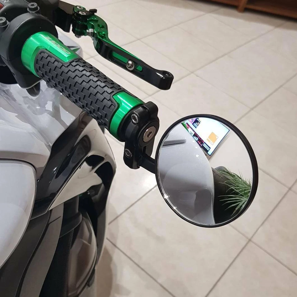 Cafe Racer Black Round Motorcycle 7/8" End Bar Side Mirrors For Honda Suzuki Foto 3 de 4