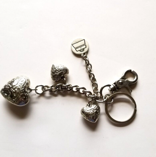 Vintage Key Chain Kathy Van Zeeland Silver Tone Hearts Handbag - Picture 8 of 9