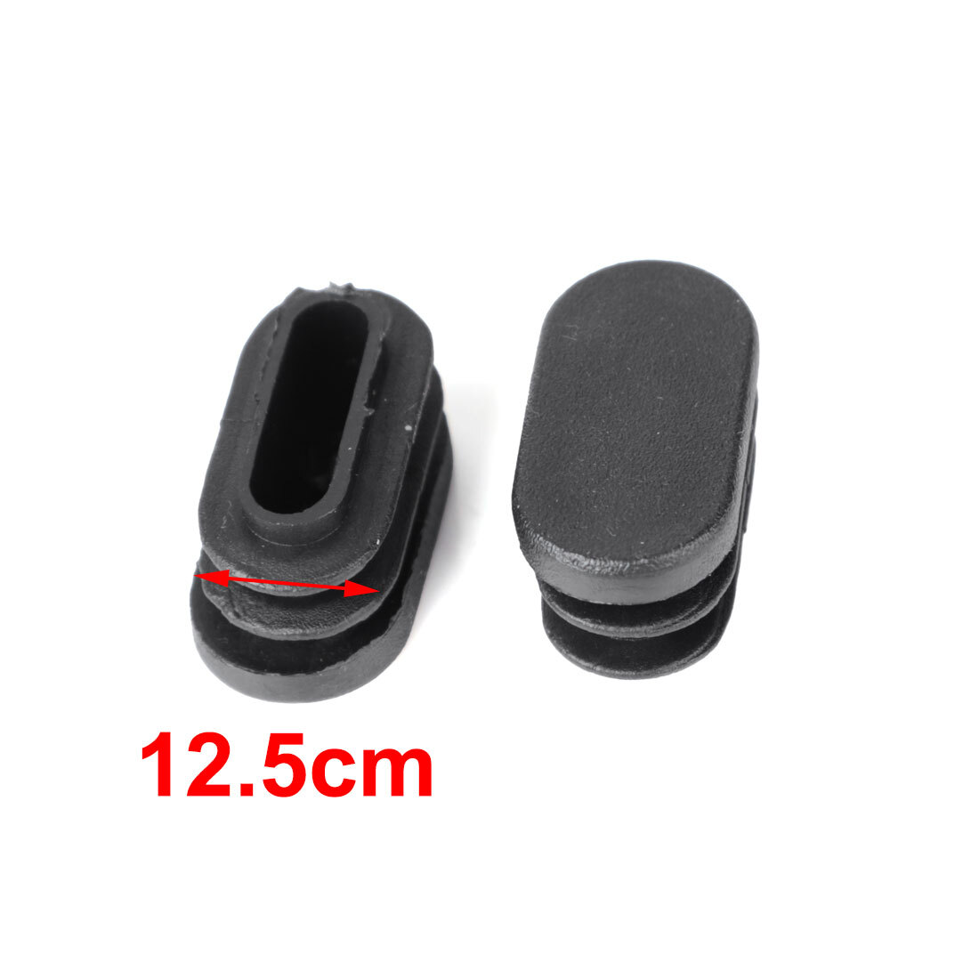 Tappo inserto tubolare ovale plastica sedia tavolo mobile nero 30mm x 15mm 48pz foto 2