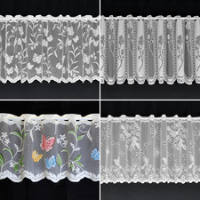 Quality White Lace Cafe Net Curtains In 12" 18" And 24" Drop - SOLD BY THE METRE