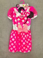 Disney Junior Minnie Mouse Dress-Up Set with Ears Bow- Size 4-6x Pre-owned .