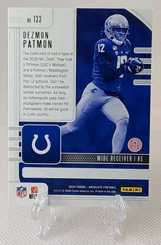π2020 carta calcio assoluta DEZMON PATMON (rookie) #133π *Colts* - Foto 2 di 2