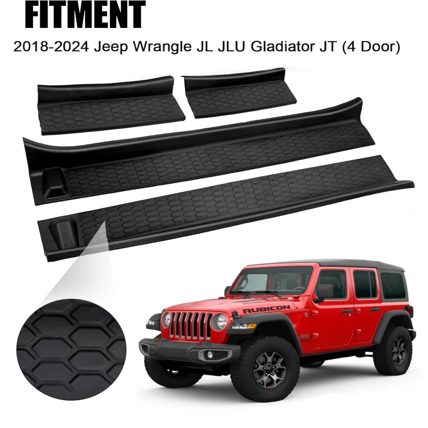2018-2024 Jeep Wrangler Gladiator 4-Piece Door Sill Scuff Plate Guards