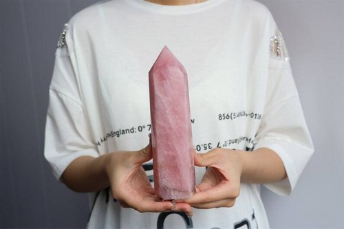 8 Zoll natürlicher Rosenquarz Obelisk, Quarz Kristall Spitze Stab Turm, Reiki heilen XA6218 - Bild 3 von 10