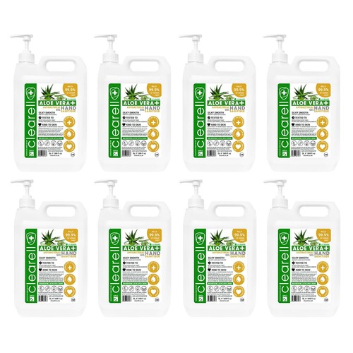 Clearell ALOE VERA Hand Sanitiser GEL With Hand Pump 99.9% Alcohol Free 1L - 10L - Picture 17 of 49