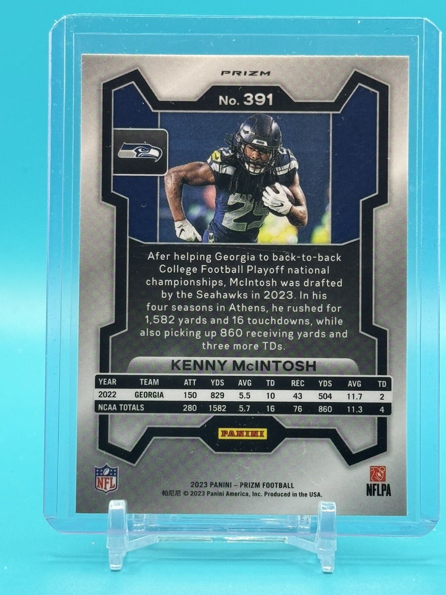 2023 Prizm Football Kenny McIntosh RC #391 Orange Lazer Seattle