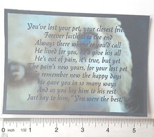 3D Sympathy Loss of Pet Sentiment Card Scrapbook Embellishment 3612