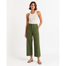Pistola Sophia High Rise Wide Leg Utility Cropped Pants Basil Green Size 25 NWT