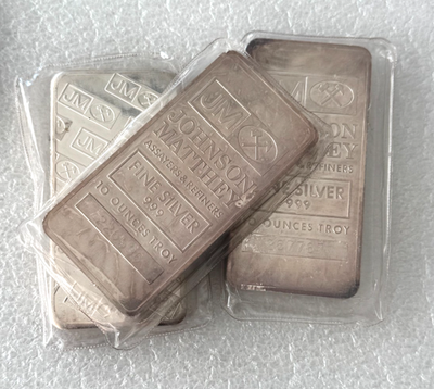 10 oz Johnson Matthey .999 Fine Silver JM Bar | eBay