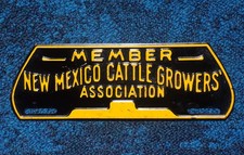 Vintage New Mexico License Plate Topper Cattle Nice Original Unique Shape