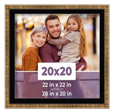 20x20 Frame Gold With Black Picture Mat For 20x20 Photo - Gold 22x22 Frame To Di