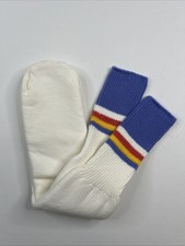 VTG Socks 80's 9-11 Acrylic Tube White Blue Pink Yellow USA Women's