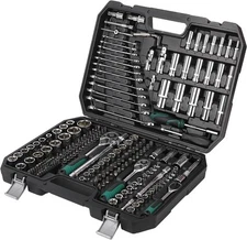 216Pcs Mechanics Tool Set 1/4" 3/8" 1/2" Socket Wrench Set Repair Tool Kit &Case