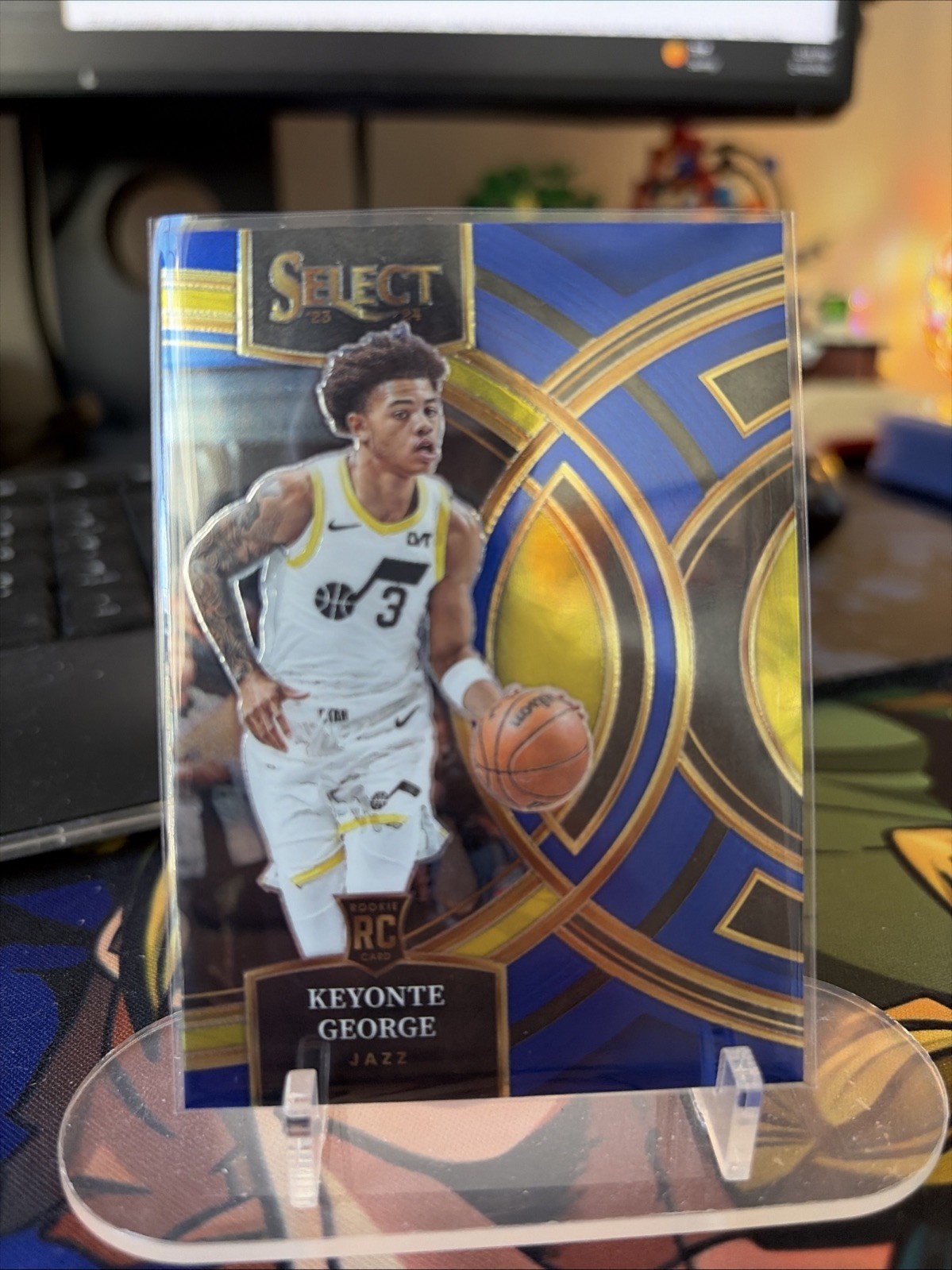 2023-24 Panini Select Premier Blue Prizm Rookie Keyonte George #109 Utah Jazz