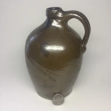 AAFA 19th c. American Stoneware Ovoid Wine Jug, Poss. N. Yarmouth, ME, 7” h.