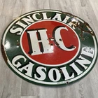 VINTAGE PORCELAIN SINCLAIR HC GAS OIL DOUBLE SIDED SIGN 48” Gas Station