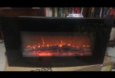 Contemporary 2Kw Black Cast Iron Effect Electric Fire Heater