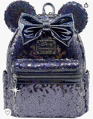 Loungefly Disney Celestial Dreams Holographic Black Sequins Mini Backpack INHAND