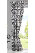  Vorhang Wildseide Optik 1er Set HxB 245x140 cm Weiß Schwarz Barock blickdicht