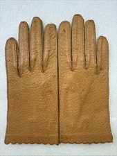 Alexette Bacmo Vintage Women's Gloves Tan Leather Unlined Driving Chic Retro 6.5