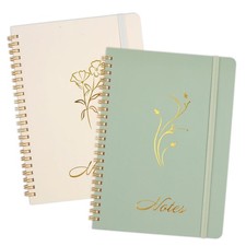 2PCS Aesthetic Spiral Notebook A5 Cute Journal Office School Home Green Beige