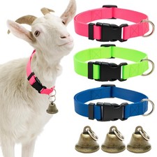 ALUZAEMO 3 Pack Goat Collars with Bells, Neck 13.8" - 20.9", Multi-colored