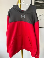 Under Armour Youth Large Hoodie Red Black ColdGear Storm Pullover