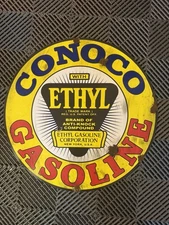 Antique style Barn Find Look Conoco Gas Oil Dealer Sales Sign Service Station