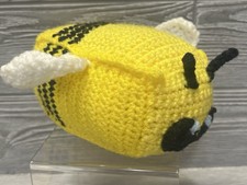 Handcrafted Yellow and Black Crochet Bee Kitschy Plush Stuffed Toy 7  X 4  
