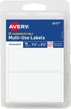 76 Multi-Use Permanent Labels 1.5x2.75 Inch White Blank Non-Printable