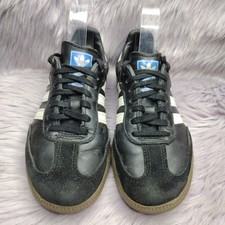 Adidas Samba Leather Soccer Sneakers Kids Youth Size 4 Black White