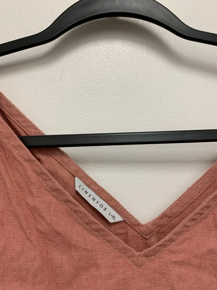 Linen Fox Orange Minimalist Dress Sz L-XL - Image 3 of 4