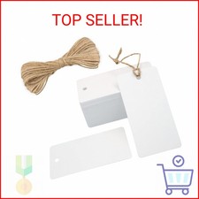G2PLUS 100PCS Blank Gift Tags,3.5” x 1.7” White Kraft Paper Gift Tag with String