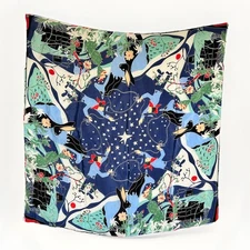 Vintage Silk Western Wild West COWBOY Horse Black Rabbit Americana RODEO SCARF