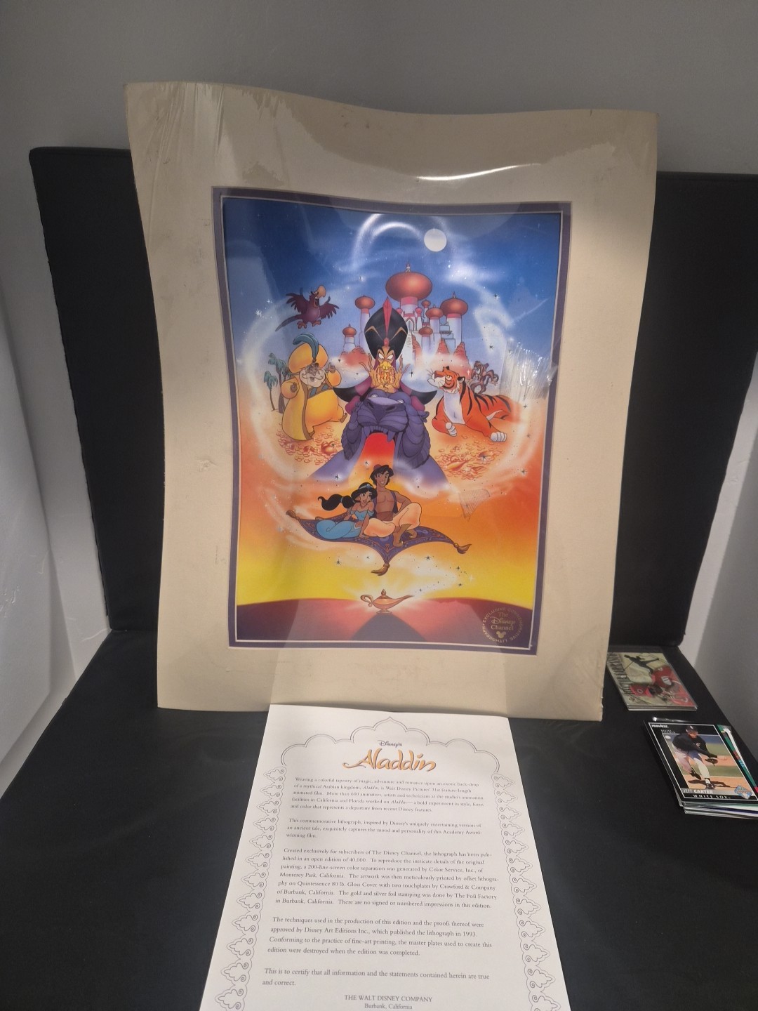 Sharp ALADDIN Lithograph Disney Exclusive Commemorative 1993 Beautiful