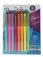 Paper Mate Flair Felt Tip Pens, Medium Point 0.7mm , Assorted Colors, 16 Count