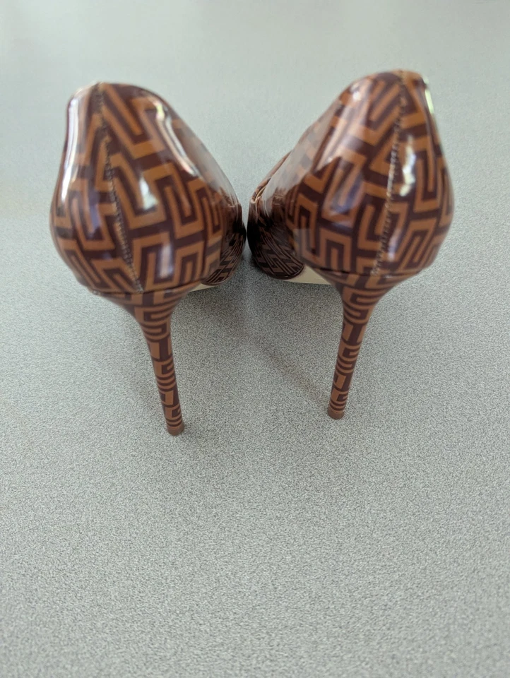 Tacones altos para mujer Anne Michelle marrón estampado talla 8 Foto 3 de 4