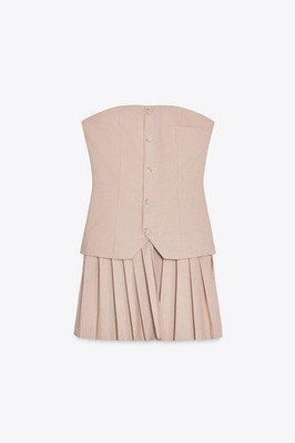 pleated bustier dress zara ZARA NEW SS25 WOMAN SHORT STRAPLESS DRESS PLEATED HEM 3067/359_XS,S,M,XL