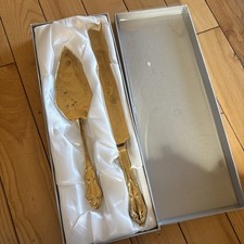 Hallmark Wedding Cake Knife and Server Set Stainless Steel, Gold Plated