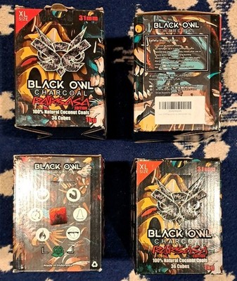 (4) Coconut Premium Hookah Shisha Charcoal, 31MM, 2+ Hour Burn Time, 36 XL Cubes