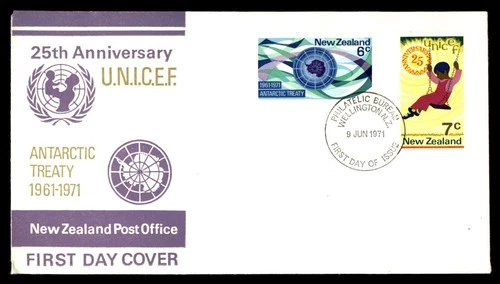 Mayfairstamps New Zealand FDC 1971 UNICEF and Antarctic Treaty First Day Cover a