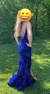 Amarra - Waist Long sequin Royal Blue Prom Dress, Size 00 | eBay