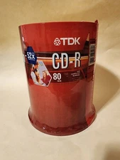 TDK CD-R 100 Pack ~ 52X ~ 700 MB/80 Min ~ Writable Discs ~ Brand New/Sealed