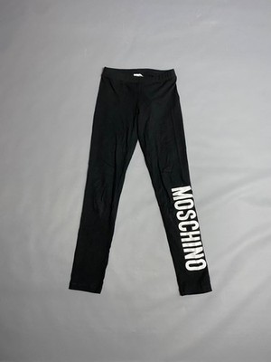Moschino Teen Age 12 Black Leggins Trousers Cotton Elastan Logo