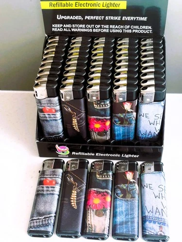 wholesale large gas refillable electronic lighters Adjustable flame Great Jeans - Picture 2 of 5