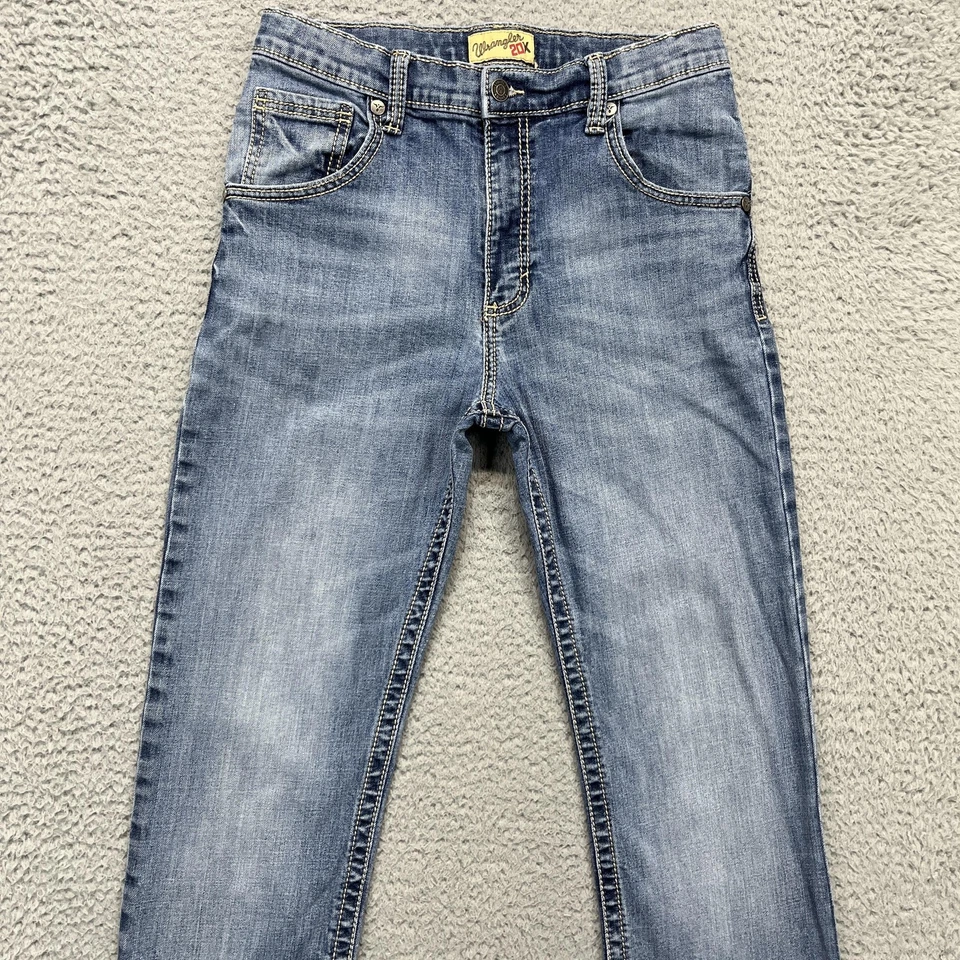 Pantalones de mezclilla Wrangler 20X para niños 20 ajustados azules pierna recta elásticos cintura ajustable Foto 2 de 4