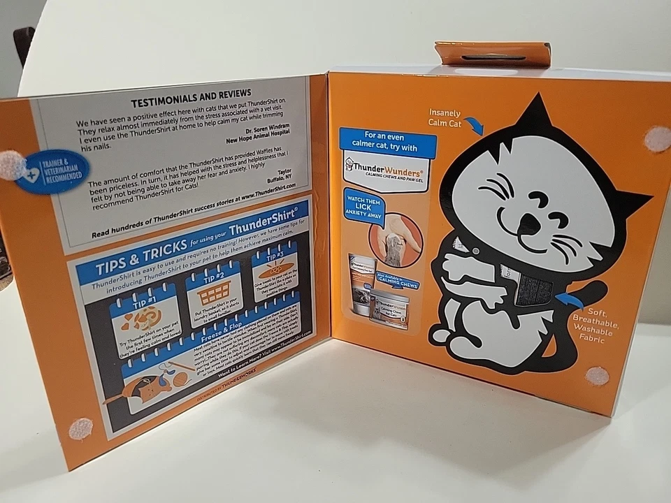 Camisa Thunder Jaqueta Ansiedade Gato, Cinza Sólido Grande (13 lbs+) ~Nova~ - Imagem 2 de 4